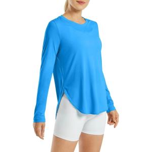 image:imageG4Free Womens UPF 50 UV Shirts Long Sleeve Workout Sun Shirt Outdoor Gym Hiking Tops Quick Dry Lightweight Casual YogaOcean Blue