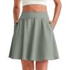 image:imageG4Free 20 Knee Length Tennis Skirts for Women High Waisted Golf Skorts Soft Athletic Builtin Shorts 3 PocketsSmoky Green