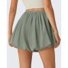 image:imageG4Free Chillwhisp Bubble Shorts for Women 3 Drawstring with Pockets Lightweight Workout Casual SkortGray Olive