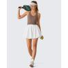 image:imageG4Free Chillwhisp Bubble Shorts for Women 3 Drawstring with Pockets Lightweight Workout Casual SkortWhite