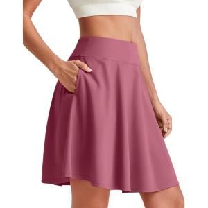 image:imageG4Free 20 Knee Length Tennis Skirts for Women High Waisted Golf Skorts Soft Athletic Builtin Shorts 3 PocketsDark Burgundy