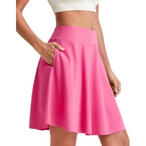 image:imageG4Free 20 Knee Length Tennis Skirts for Women High Waisted Golf Skorts Soft Athletic Builtin Shorts 3 PocketsRose Pink