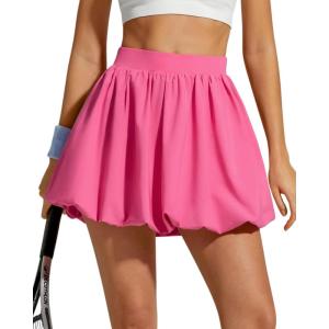 image:imageG4Free Chillwhisp Bubble Tennis Skirts for Women  14 Mini Athletic Ruffled Hem Casual Skorts Inner Shorts with 3 PocketsRose Pink