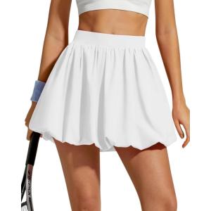 image:imageG4Free Chillwhisp Bubble Tennis Skirts for Women  14 Mini Athletic Ruffled Hem Casual Skorts Inner Shorts with 3 PocketsWhite