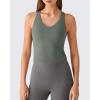 image:imageG4Free BareFeel Removable Padded Built in Bra Tank Tops Workout Racerback Yoga Tanks Athletic Gym Slim Fit TopGray Sage