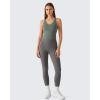 image:imageG4Free BareFeel Removable Padded Built in Bra Tank Tops Workout Racerback Yoga Tanks Athletic Gym Slim Fit TopGray Sage