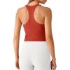 image:imageG4Free BareFeel Removable Padded Built in Bra Tank Tops Workout Racerback Yoga Tanks Athletic Gym Slim Fit TopRust Orange