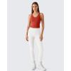 image:imageG4Free BareFeel Removable Padded Built in Bra Tank Tops Workout Racerback Yoga Tanks Athletic Gym Slim Fit TopRust Orange