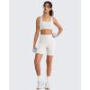 image:imageG4Free BareFeel Square Neck Sports Bra Padded for Women  Strappy Y Back Crop Tank Tops Workout CamisolePure White