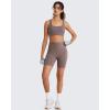 image:imageG4Free BareFeel Square Neck Sports Bra Padded for Women  Strappy Y Back Crop Tank Tops Workout CamisoleTaupe