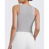 image:imageG4Free BareFeel Tennis Yoga Tank Tops Half Zip Workout Athletic Sleeveless Athleisure Tanks High Neck Gym Golf Slim FitChime Gray