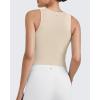 image:imageG4Free BareFeel Tennis Yoga Tank Tops Half Zip Workout Athletic Sleeveless Athleisure Tanks High Neck Gym Golf Slim FitLight Khaki