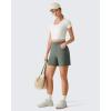 image:imageG4Free EverGoing Athletic Shorts for Women  5 High Waisted Wide Leg Casual Shorts with PocketsGray Sage
