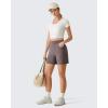 image:imageG4Free EverGoing Athletic Shorts for Women  5 High Waisted Wide Leg Casual Shorts with PocketsTaupe