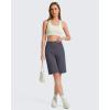 image:imageG4Free EverGoing Bermuda Shorts for Women 10  High Waisted Knee Length Athletic Casual Shorts with PocketsDark Gray