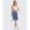 image:imageG4Free EverGoing Bermuda Shorts for Women 10  High Waisted Knee Length Athletic Casual Shorts with PocketsDenim Blue