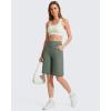 image:imageG4Free EverGoing Bermuda Shorts for Women 10  High Waisted Knee Length Athletic Casual Shorts with PocketsGray Sage