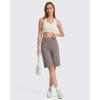 image:imageG4Free EverGoing Bermuda Shorts for Women 10  High Waisted Knee Length Athletic Casual Shorts with PocketsTaupe
