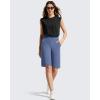 image:imageG4Free EverGoing Womens Bermuda Shorts with Pockets 10  Knee Length Athletic Casual Elastic Wasit Long ShortsDenim Blue