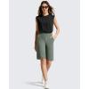 image:imageG4Free EverGoing Womens Bermuda Shorts with Pockets 10  Knee Length Athletic Casual Elastic Wasit Long ShortsGray Sage