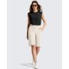 image:imageG4Free EverGoing Womens Bermuda Shorts with Pockets 10  Knee Length Athletic Casual Elastic Wasit Long ShortsIvory