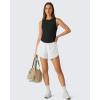 image:imageG4Free High Neck Workout Tanks for Women Curved Hem Sleeveless Shirts for Casual Relaxed Fit Gym Running TopsBlack