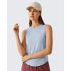 image:imageG4Free High Neck Workout Tanks for Women Curved Hem Sleeveless Shirts for Casual Relaxed Fit Gym Running TopsLight Denim