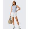 image:imageG4Free High Neck Workout Tanks for Women Curved Hem Sleeveless Shirts for Casual Relaxed Fit Gym Running TopsLight Denim