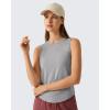image:imageG4Free High Neck Workout Tanks for Women Curved Hem Sleeveless Shirts for Casual Relaxed Fit Gym Running TopsLight Gray