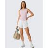 image:imageG4Free High Neck Workout Tanks for Women Curved Hem Sleeveless Shirts for Casual Relaxed Fit Gym Running TopsLight Pink