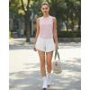 image:imageG4Free High Neck Workout Tanks for Women Curved Hem Sleeveless Shirts for Casual Relaxed Fit Gym Running TopsLight Pink