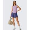 image:imageG4Free High Neck Workout Tanks for Women Curved Hem Sleeveless Shirts for Casual Relaxed Fit Gym Running TopsLight Purple