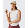 image:imageG4Free High Neck Workout Tanks for Women Curved Hem Sleeveless Shirts for Casual Relaxed Fit Gym Running TopsPure White