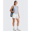 image:imageG4Free Lyocell Racerback Women Workout Tank Tops Ruch Side High Neck Muscle Tops for Gym Athletic YogaLight Denim