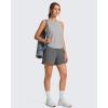 image:imageG4Free Lyocell Racerback Women Workout Tank Tops Ruch Side High Neck Muscle Tops for Gym Athletic YogaLight Gray