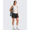 image:imageG4Free Lyocell Racerback Women Workout Tank Tops Ruch Side High Neck Muscle Tops for Gym Athletic YogaPure White