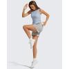 image:imageG4Free Lyocell Ruched Side Workout Tank Tops Woman High Neck Waist Length Gym Tanks Soft Relaxed Fit for TrainingLight Denim