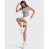 image:imageG4Free Lyocell Ruched Side Workout Tank Tops Woman High Neck Waist Length Gym Tanks Soft Relaxed Fit for TrainingLight Gray