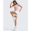 image:imageG4Free Lyocell Ruched Side Workout Tank Tops Woman High Neck Waist Length Gym Tanks Soft Relaxed Fit for TrainingLight Pink
