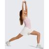 image:imageG4Free Lyocell Ruched Side Workout Tank Tops Woman High Neck Waist Length Gym Tanks Soft Relaxed Fit for TrainingLight Pink