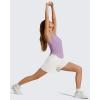 image:imageG4Free Lyocell Ruched Side Workout Tank Tops Woman High Neck Waist Length Gym Tanks Soft Relaxed Fit for TrainingLight Purple