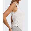 image:imageG4Free Lyocell Ruched Side Workout Tank Tops Woman High Neck Waist Length Gym Tanks Soft Relaxed Fit for TrainingPure White