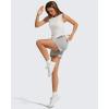 image:imageG4Free Lyocell Ruched Side Workout Tank Tops Woman High Neck Waist Length Gym Tanks Soft Relaxed Fit for TrainingPure White