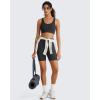 image:imageG4Free Ribbed Crewneck Sports Bras Padded for Women  Racerback Crop Tank Tops Workout Yoga Medium ImpactBlack
