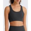 image:imageG4Free Ribbed Crewneck Sports Bras Padded for Women  Racerback Crop Tank Tops Workout Yoga Medium ImpactBlack