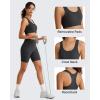 image:imageG4Free Ribbed Crewneck Sports Bras Padded for Women  Racerback Crop Tank Tops Workout Yoga Medium ImpactBlack