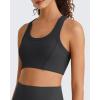 image:imageG4Free Ribbed Crewneck Sports Bras Padded for Women  Racerback Crop Tank Tops Workout Yoga Medium ImpactBlack