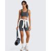 image:imageG4Free Ribbed Crewneck Sports Bras Padded for Women  Racerback Crop Tank Tops Workout Yoga Medium ImpactDark Gray