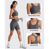 image:imageG4Free Ribbed Crewneck Sports Bras Padded for Women  Racerback Crop Tank Tops Workout Yoga Medium ImpactDark Gray
