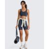image:imageG4Free Ribbed Crewneck Sports Bras Padded for Women  Racerback Crop Tank Tops Workout Yoga Medium ImpactDark Navy